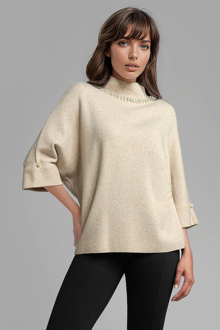 Sueter De Punto Con Pedreria En Cuello