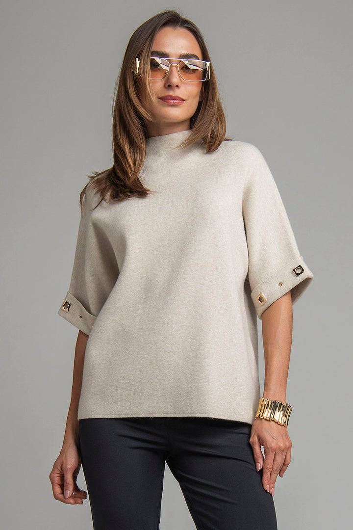 Sueter De Punto Con Cuello Alto Y Detalles En Mangas