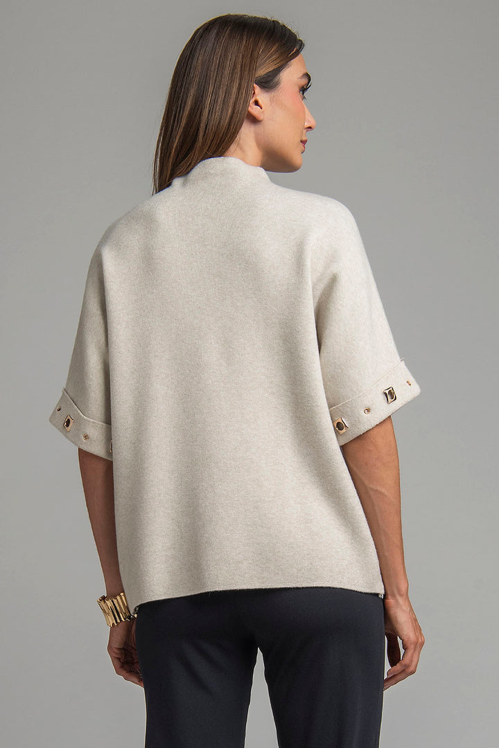 Sueter De Punto Con Cuello Alto Y Detalles En Mangas