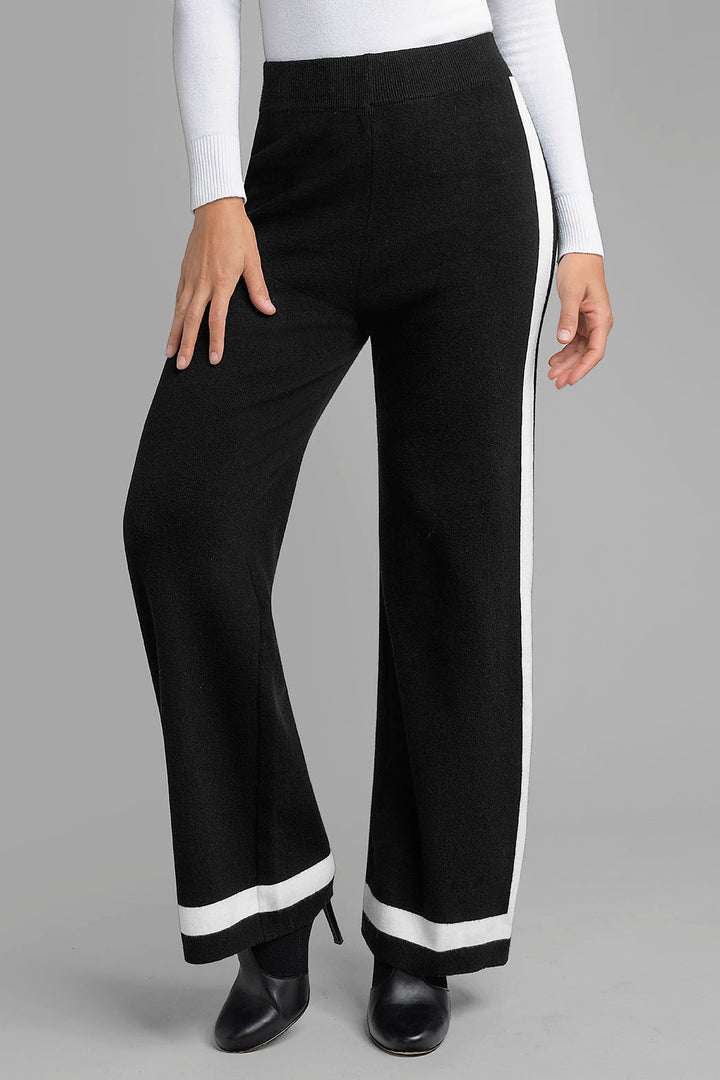 Pantalon De Punto Corte Recto Con Lineas En Lateral