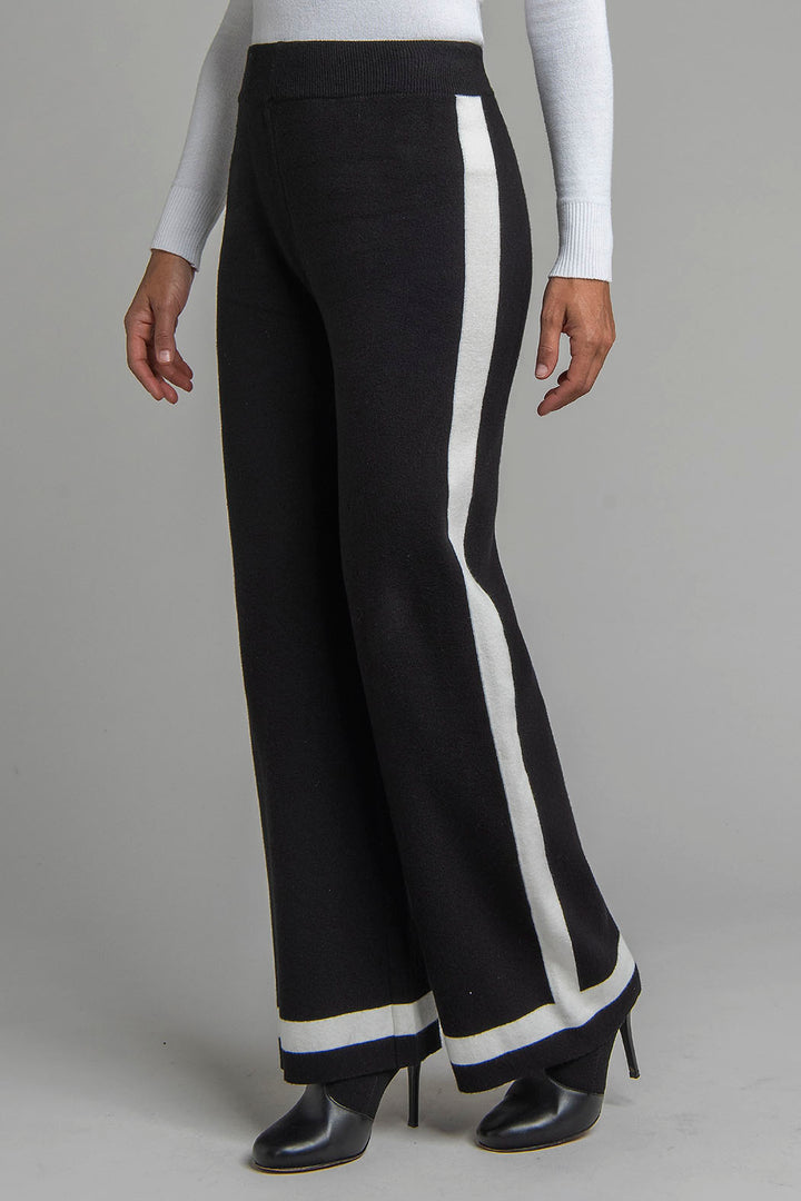 Pantalon De Punto Corte Recto Con Lineas En Lateral