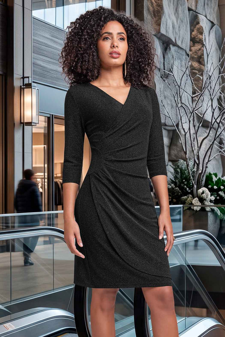 Vestido Liso Con Plizado En Cintura