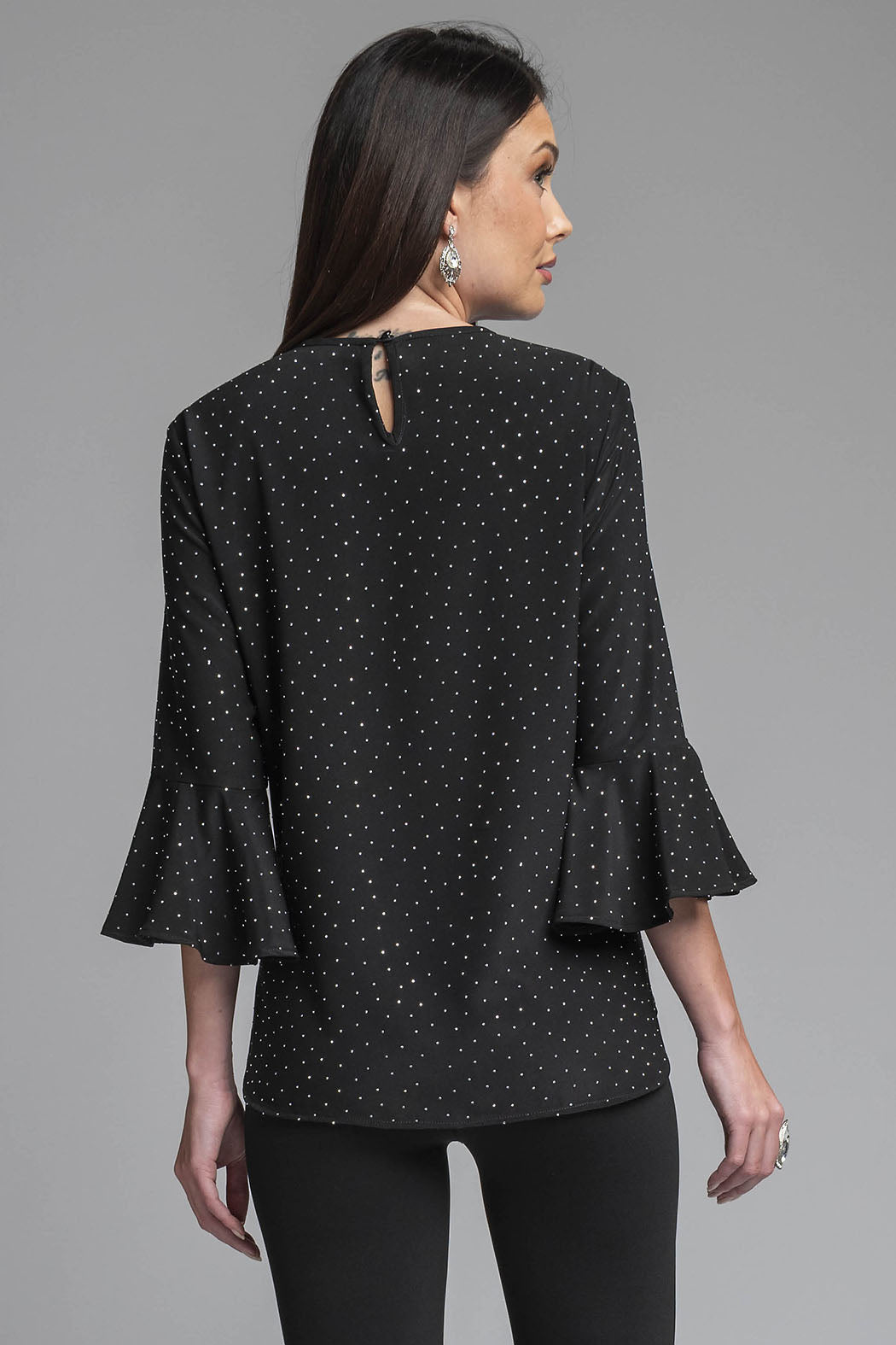 Blusa Con Brllos Y Manga De 3/4 Campana