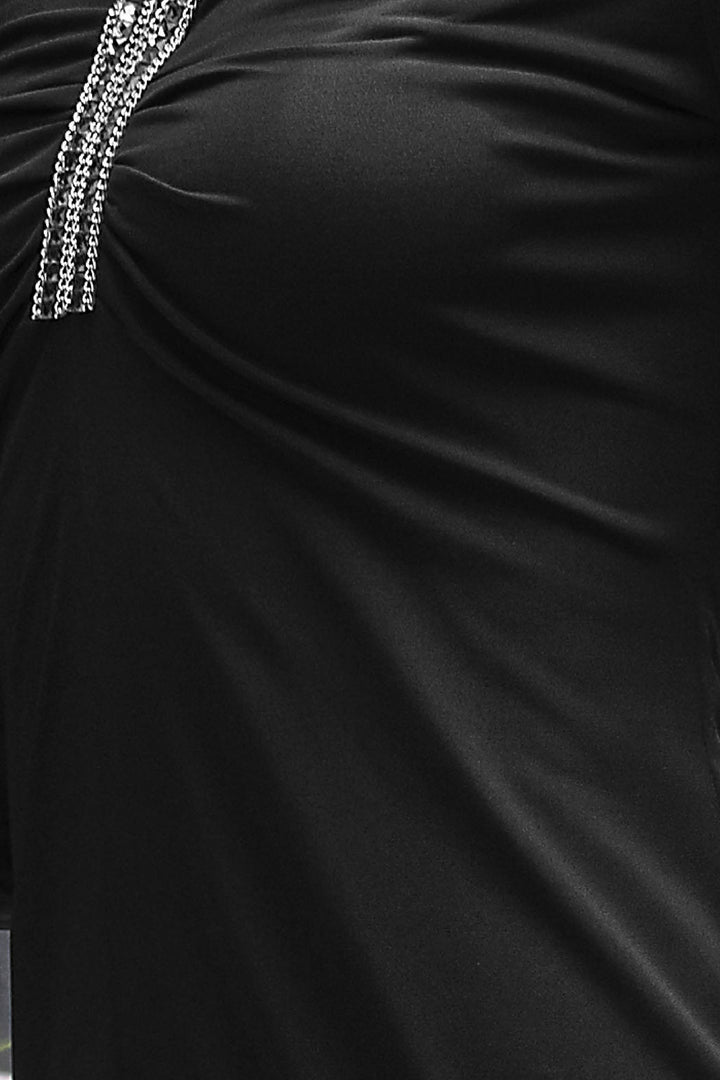 Vestido Manga Larga Con Detalle De Pedreria En Cuello