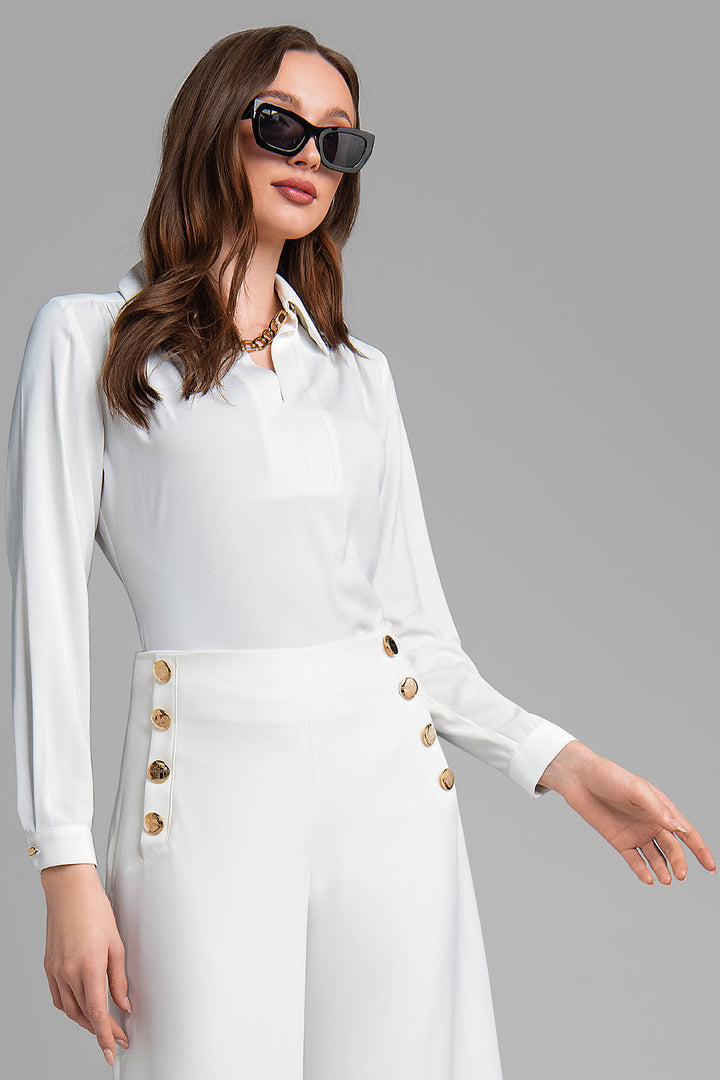Blusa De Manga Larga Con Dettalle De Cadena En Escote