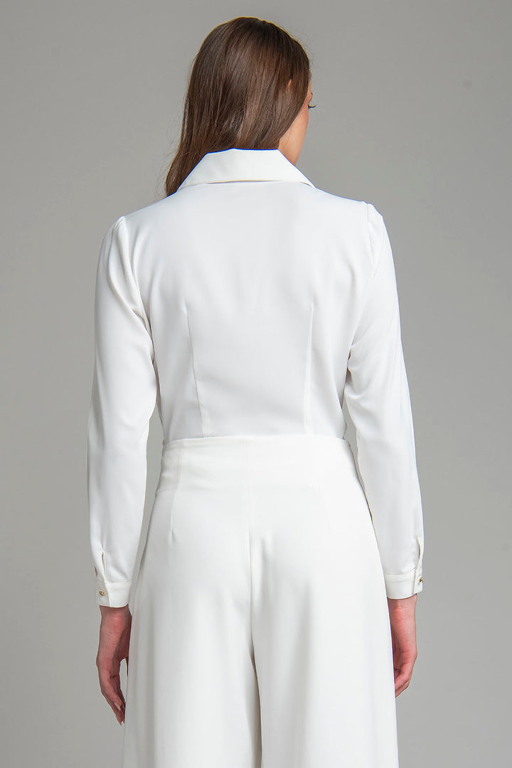 Blusa De Manga Larga Con Dettalle De Cadena En Escote