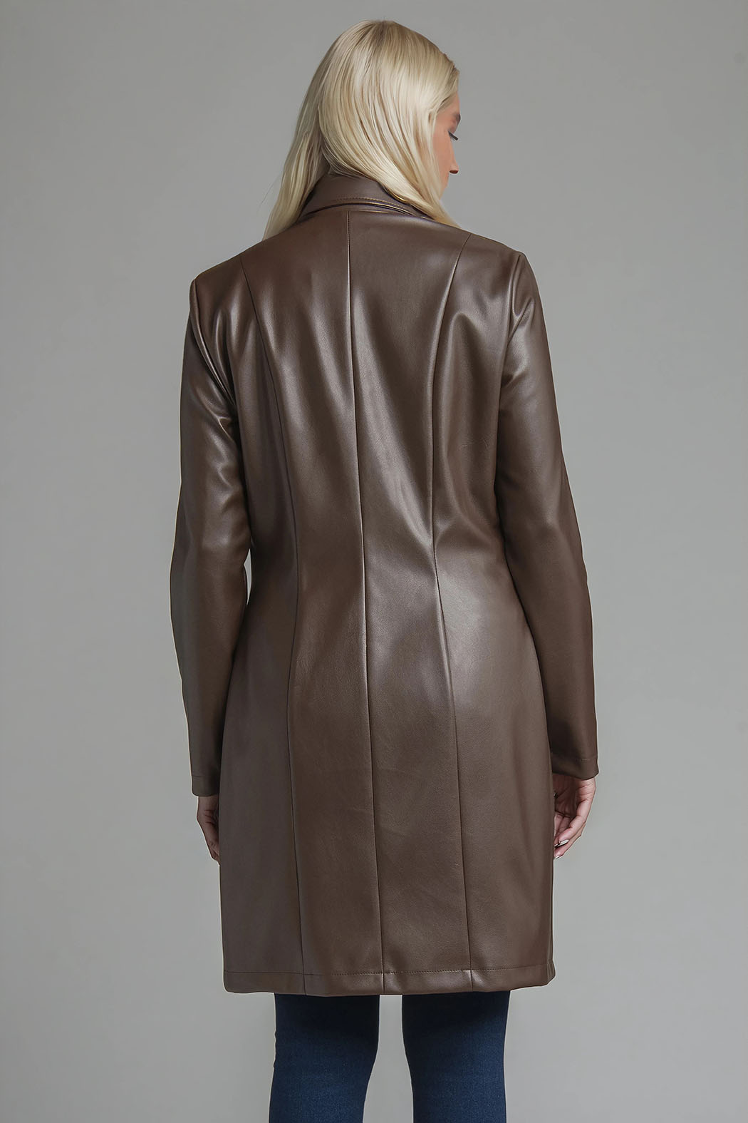 Gabardina De Piel Con Botones Cruzados
