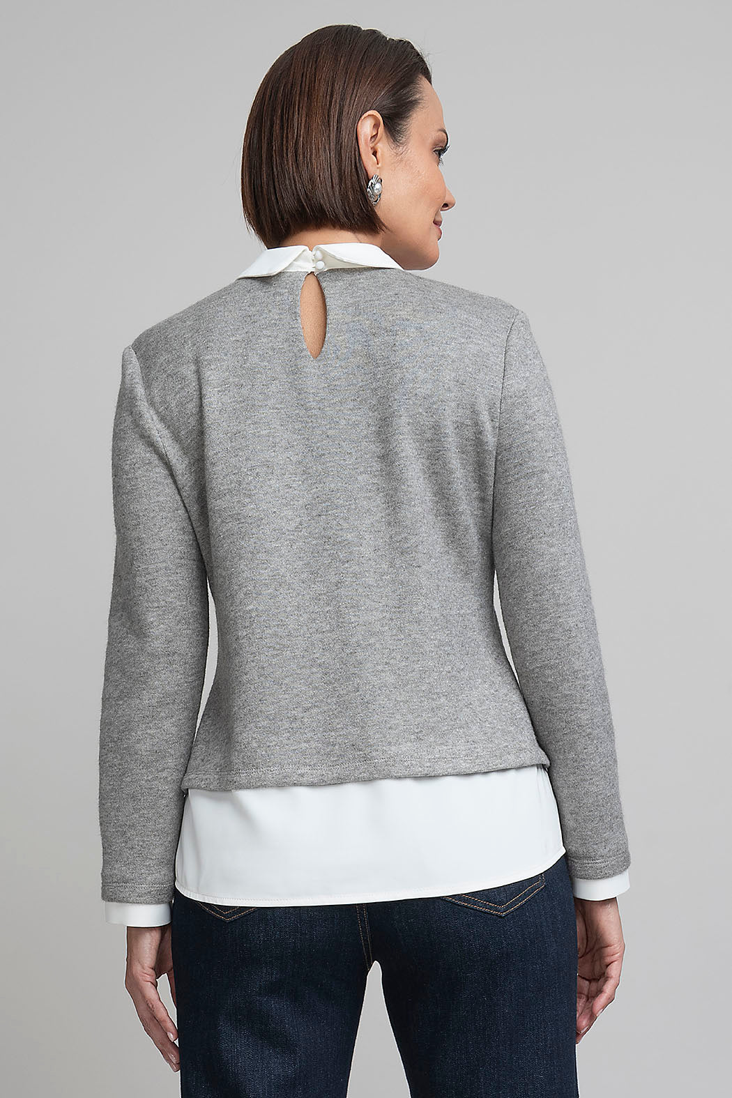 Blusa De Manga Larga Con Cuello Camisero