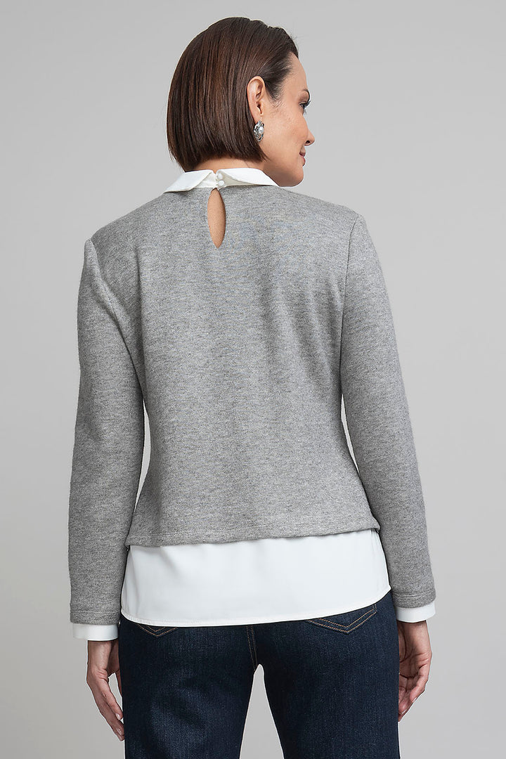 Blusa De Manga Larga Con Cuello Camisero