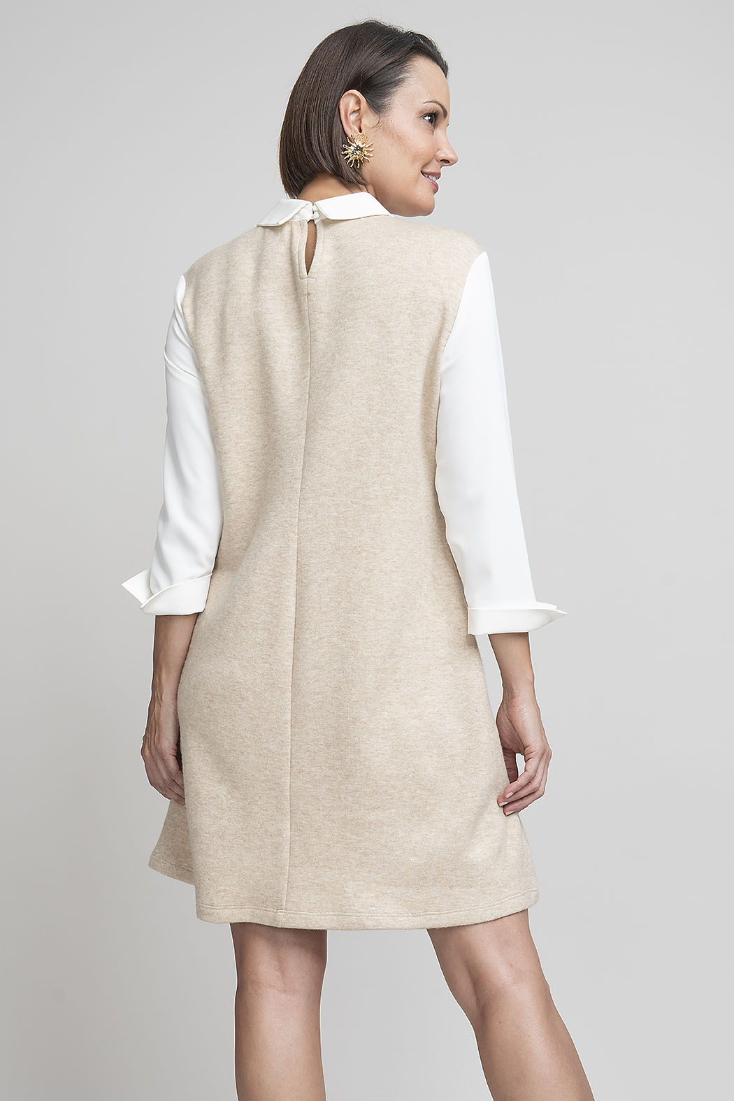 Vestido De Punto Con Cuello Camisero