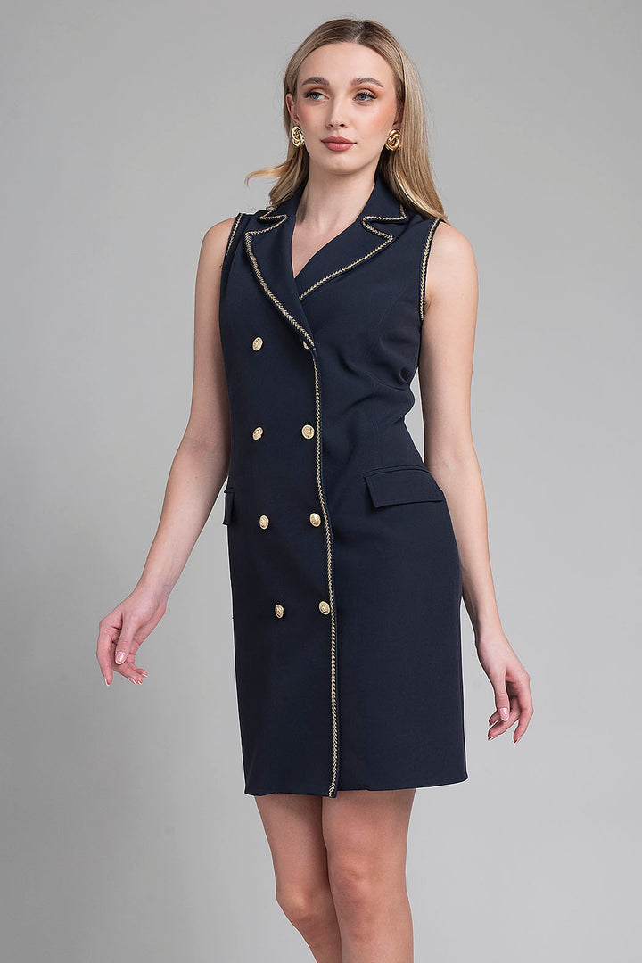 Vestido Sin Mangas Con Botones Cruzados