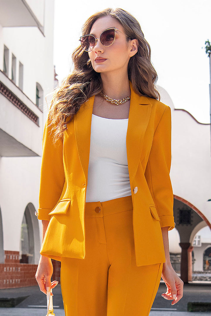 Saco Con Solapa Y Mangas 3/4