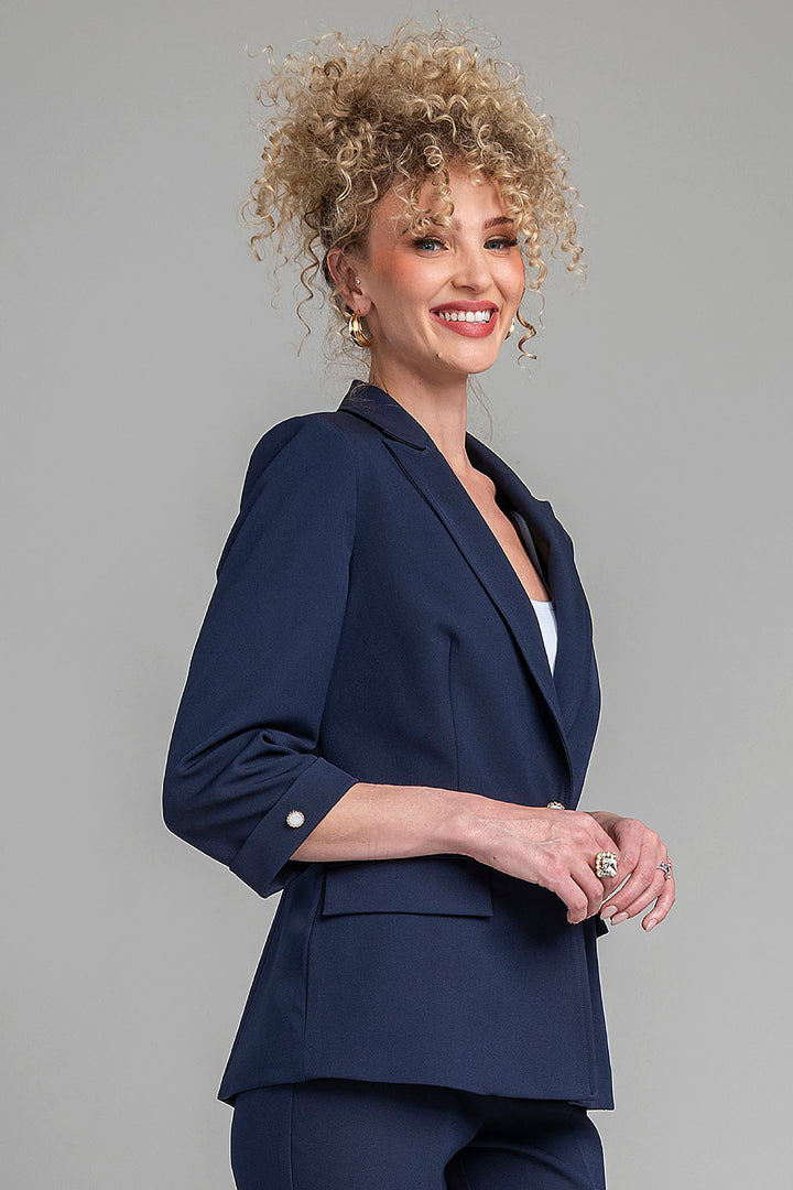 Saco Con Solapa Y Mangas 3/4