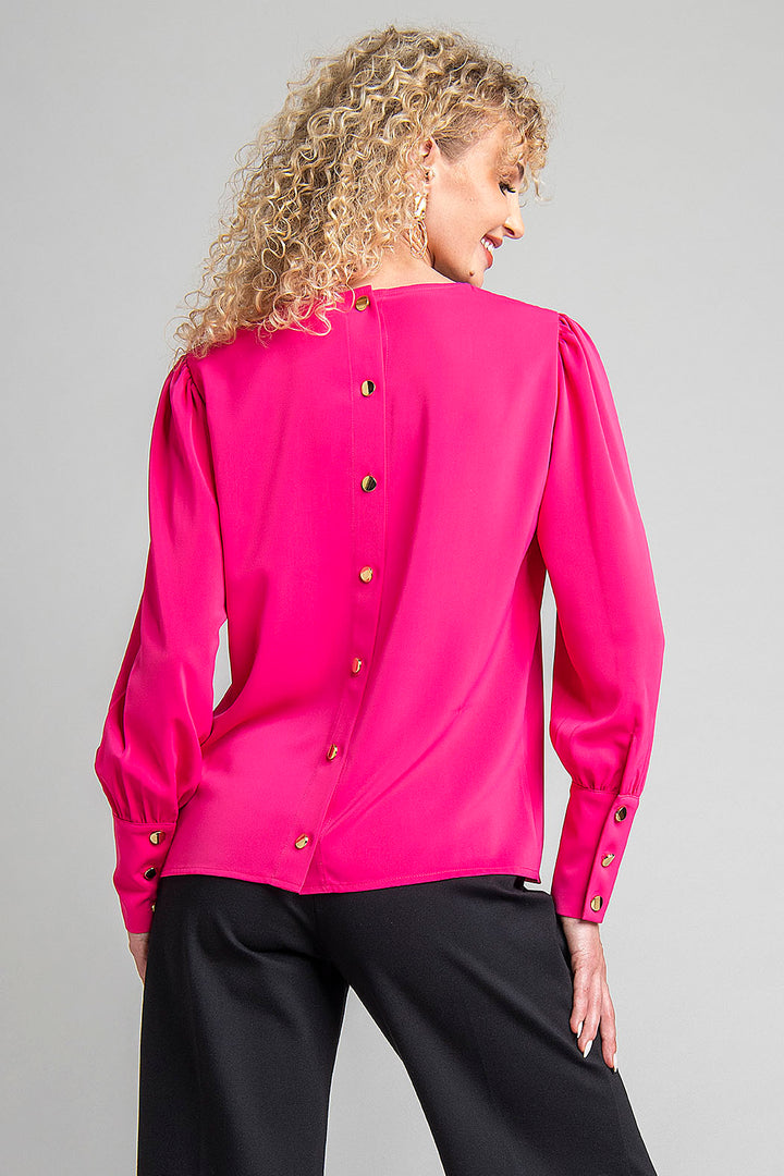 Blusa Lisa Con Manga Larga Y Botones En Espalda