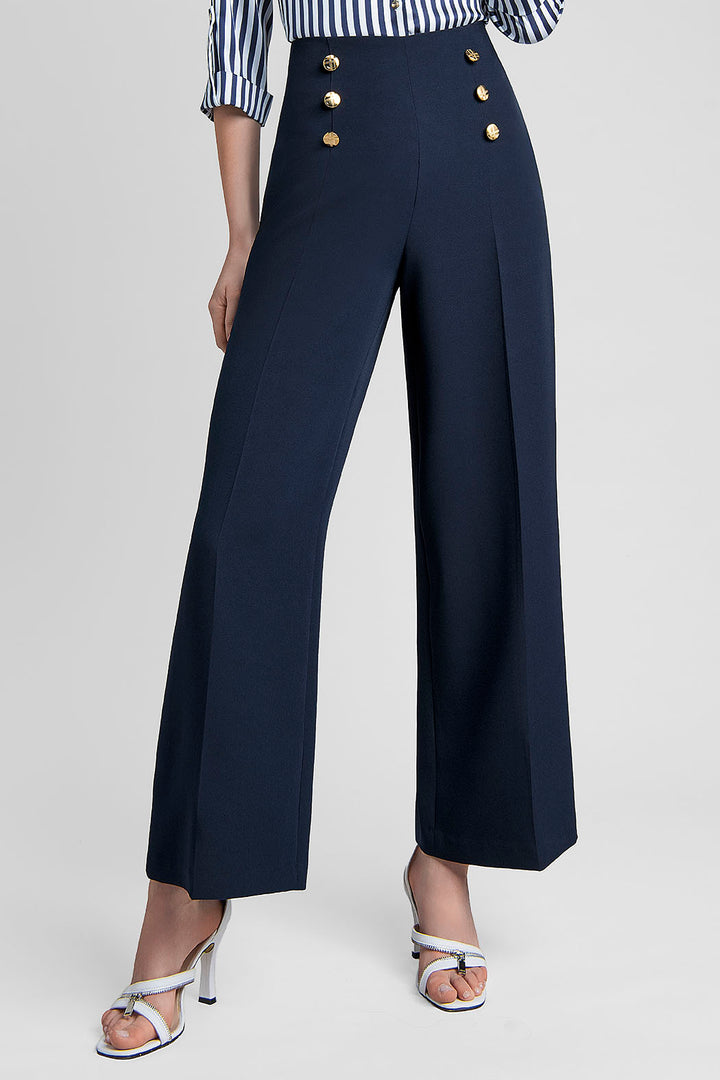 Pantalon Liso Con Botones Al Frente