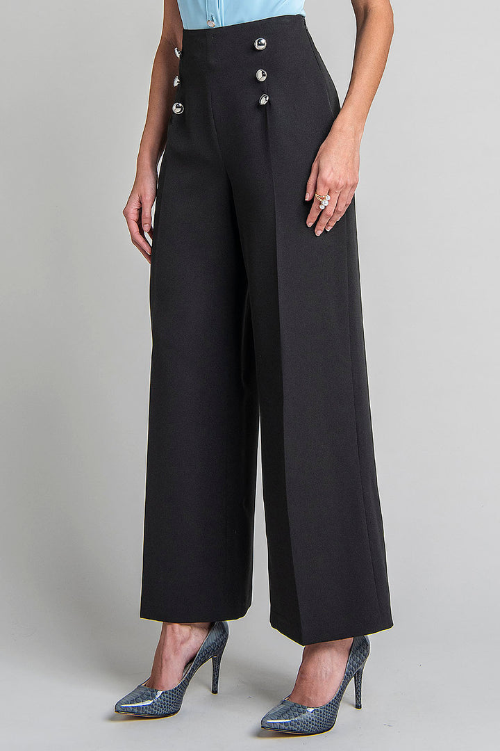Pantalon Liso Con Botones Al Frente