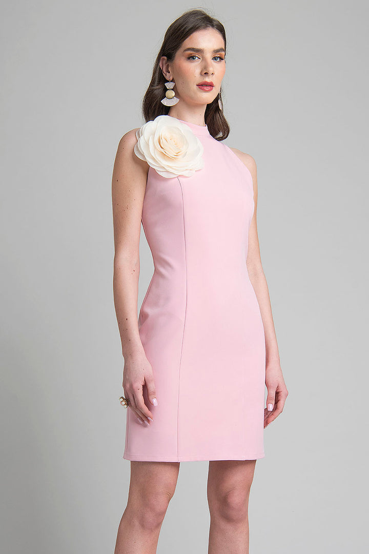 Vestido Halter Con Detalle De Flor