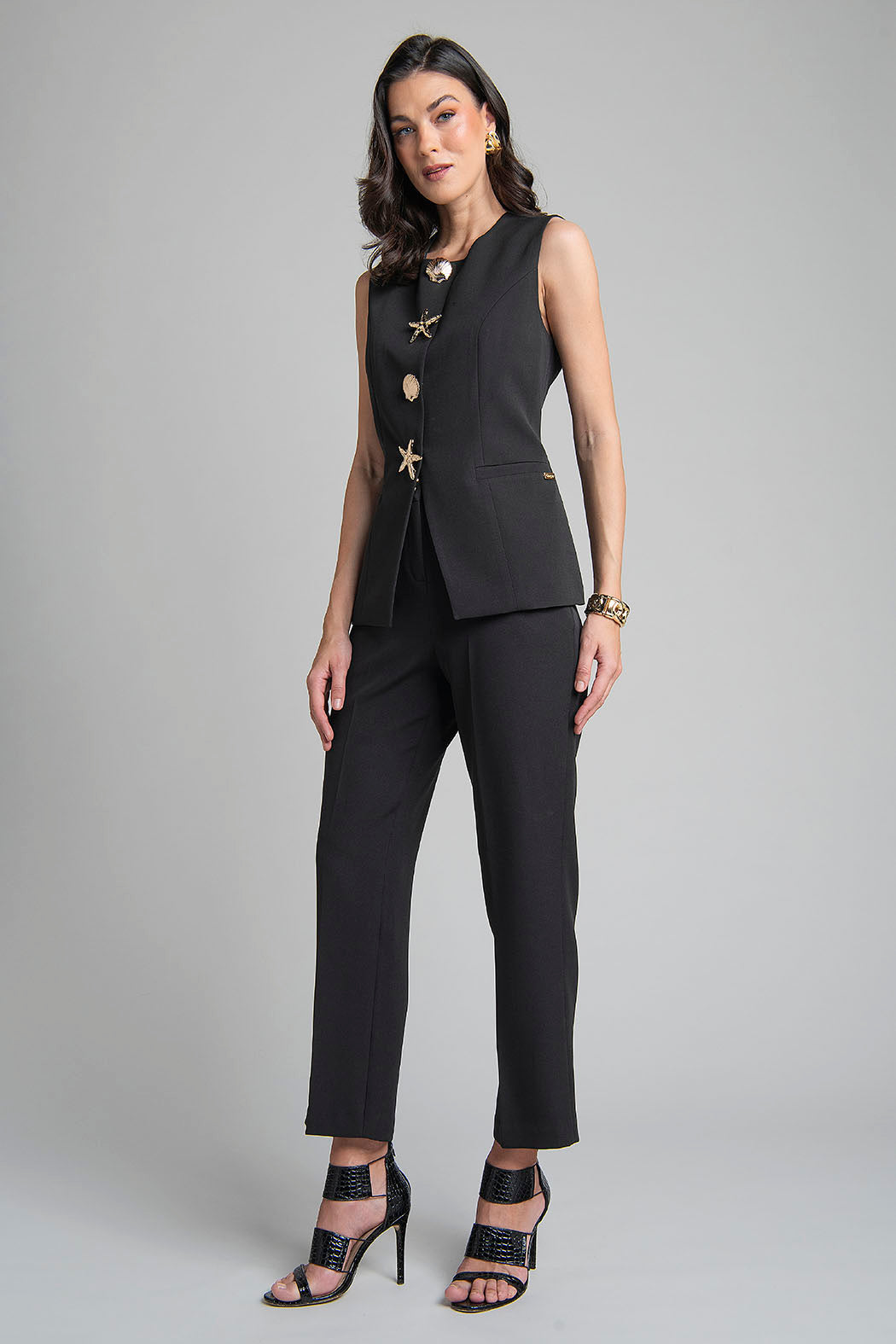 Conjunto De Pantalon Y Chaleco Con Botones Al Frente