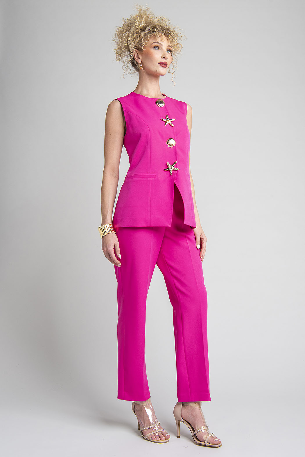 Conjunto De Pantalon Y Chaleco Con Botones Al Frente