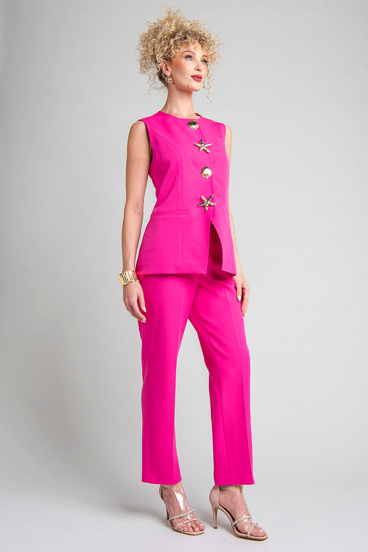 Conjunto De Pantalon Y Chaleco Con Botones Al Frente