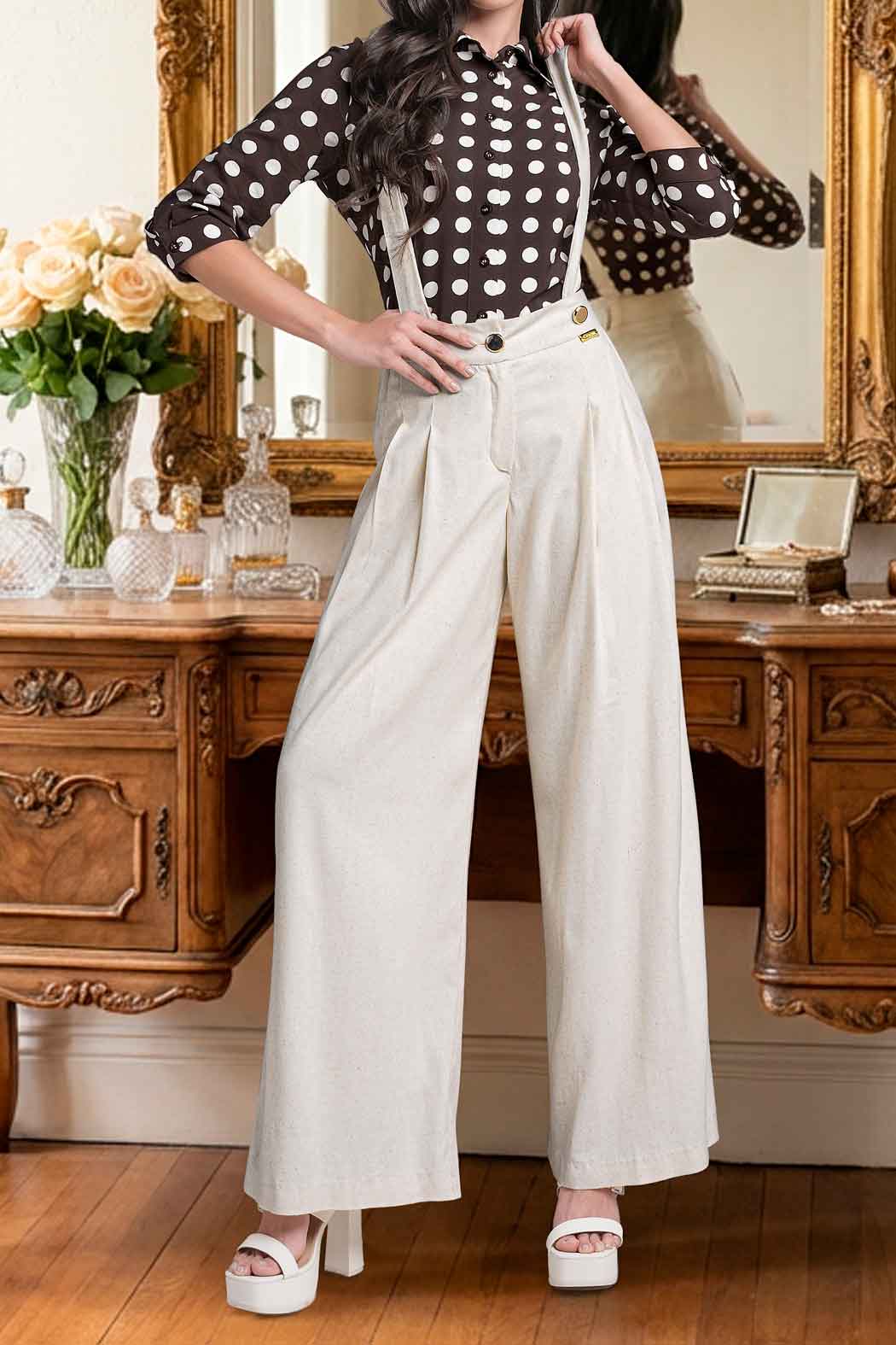 Pantalon Corte Recto Con Tirantes