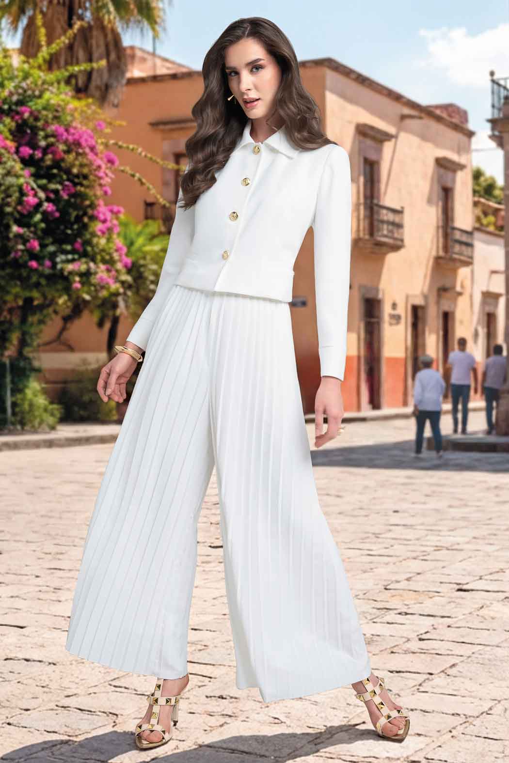 Conjunto De Pantalon Con Saco Corto