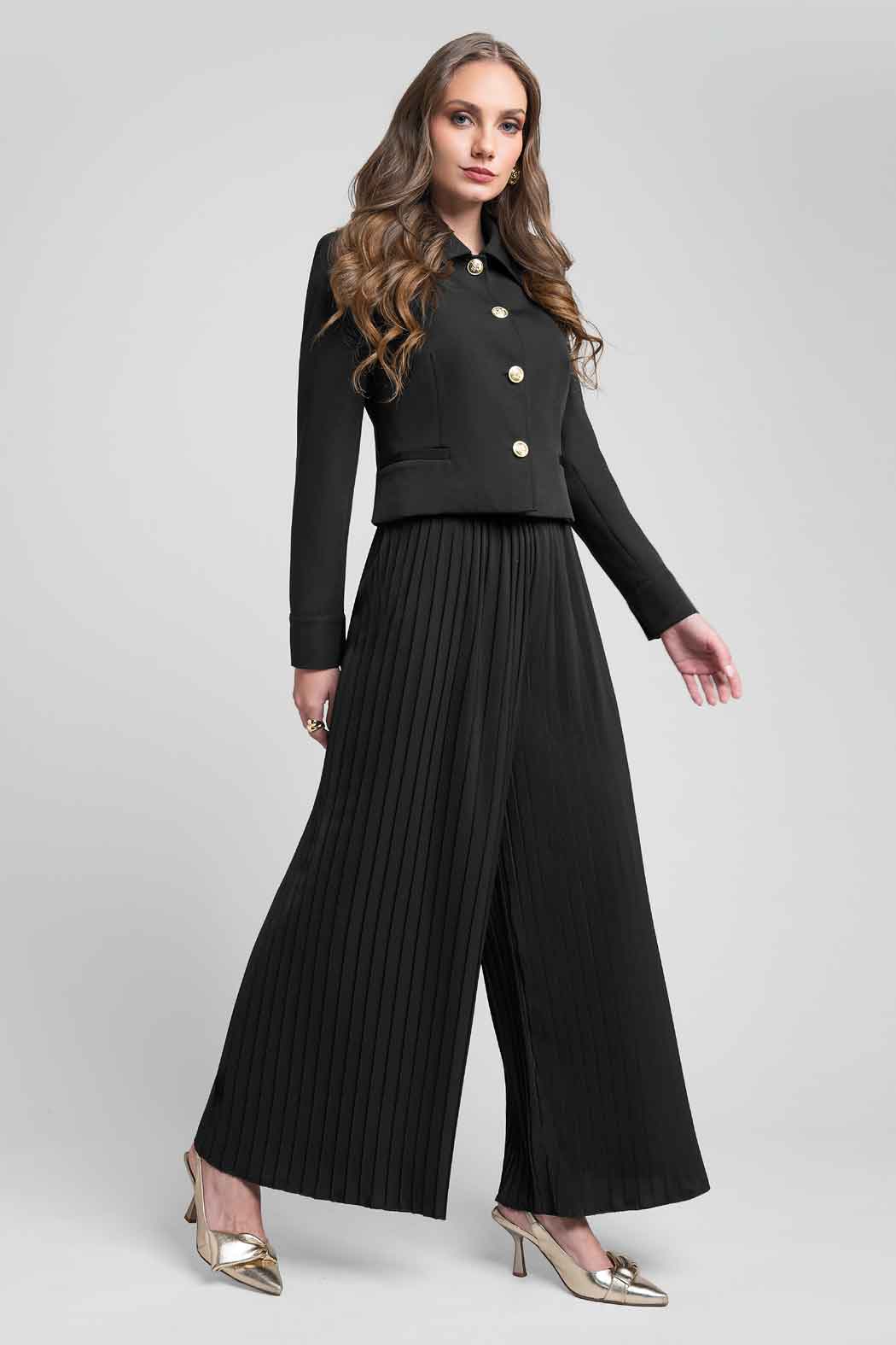 Conjunto De Pantalon Con Saco Corto