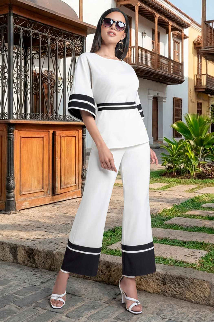 Conjunto De Pantalon Con Blusa Con Franjas