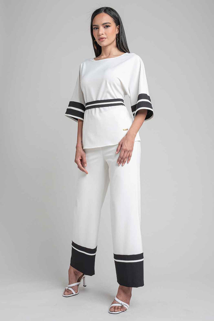 Conjunto De Pantalon Con Blusa Con Franjas
