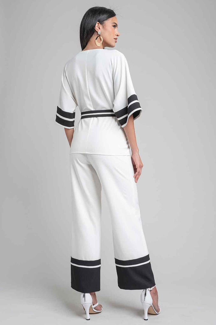 Conjunto De Pantalon Con Blusa Con Franjas