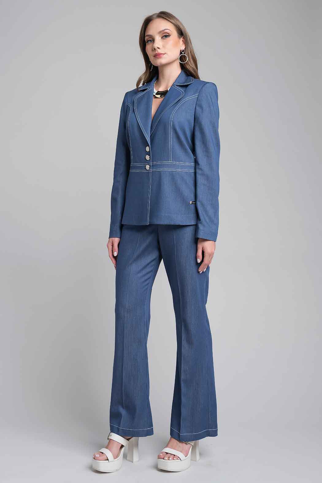 Conjunto De Pantalon Con Saco De Mezclilla