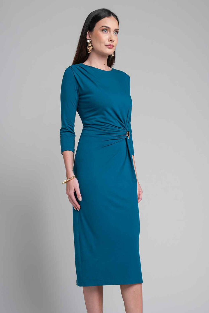 Vestido Con Manga Larga Y Plisado En Cintura