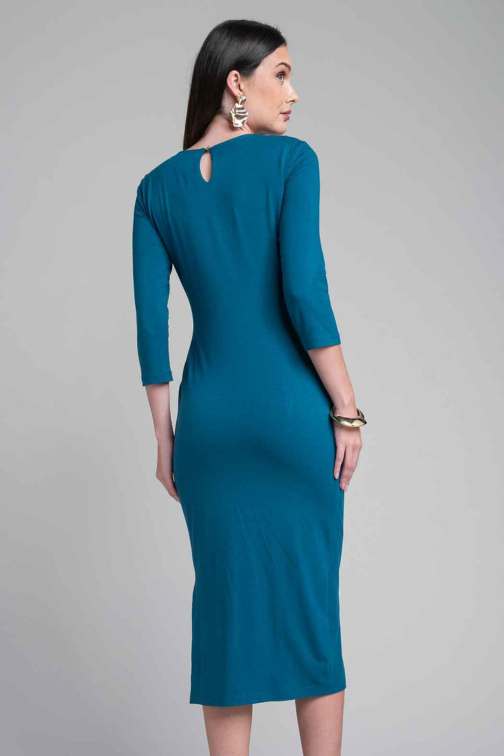 Vestido Con Manga Larga Y Plisado En Cintura