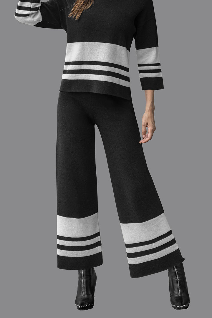 Pantalon Bicolor De Punto Corte Amplio