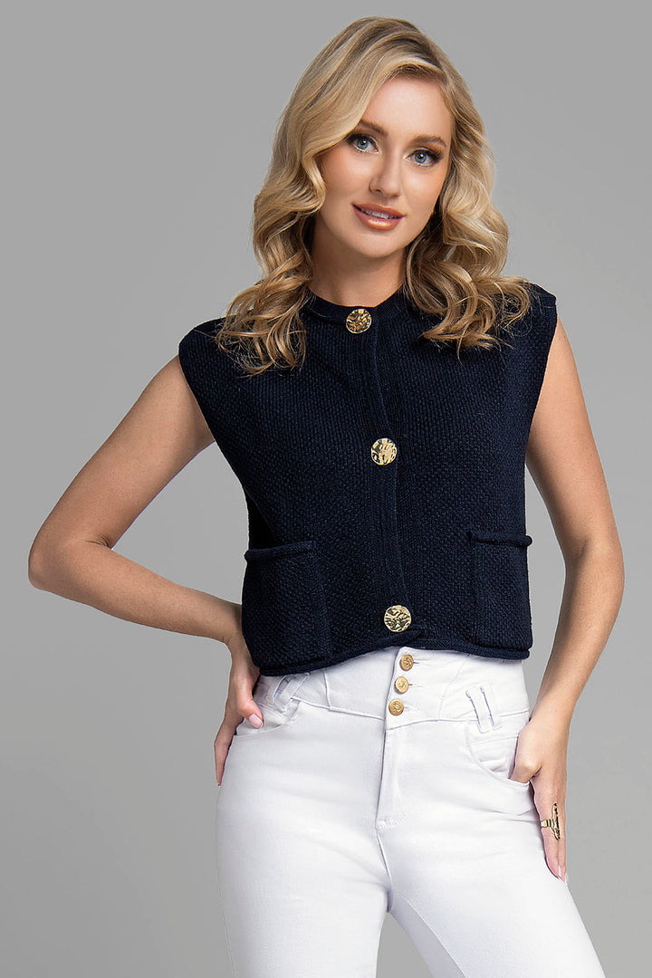 Chaleco De Punto Con Botones