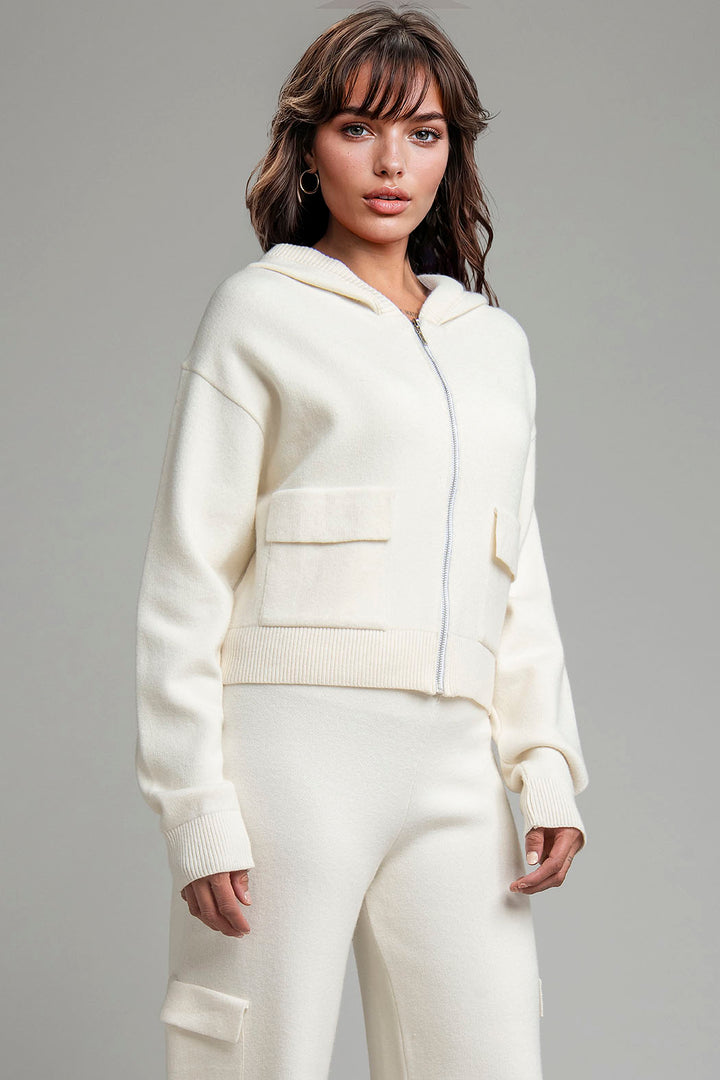 Sueter De Punto Con Gorro Y Bolsas