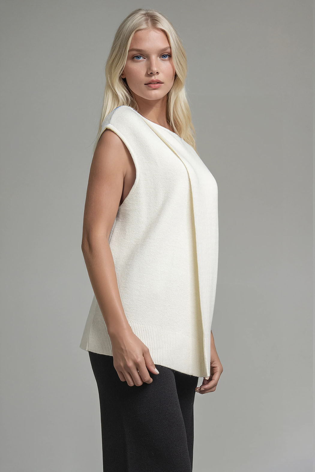 Blusa De Punto Con Abertura Al Frente