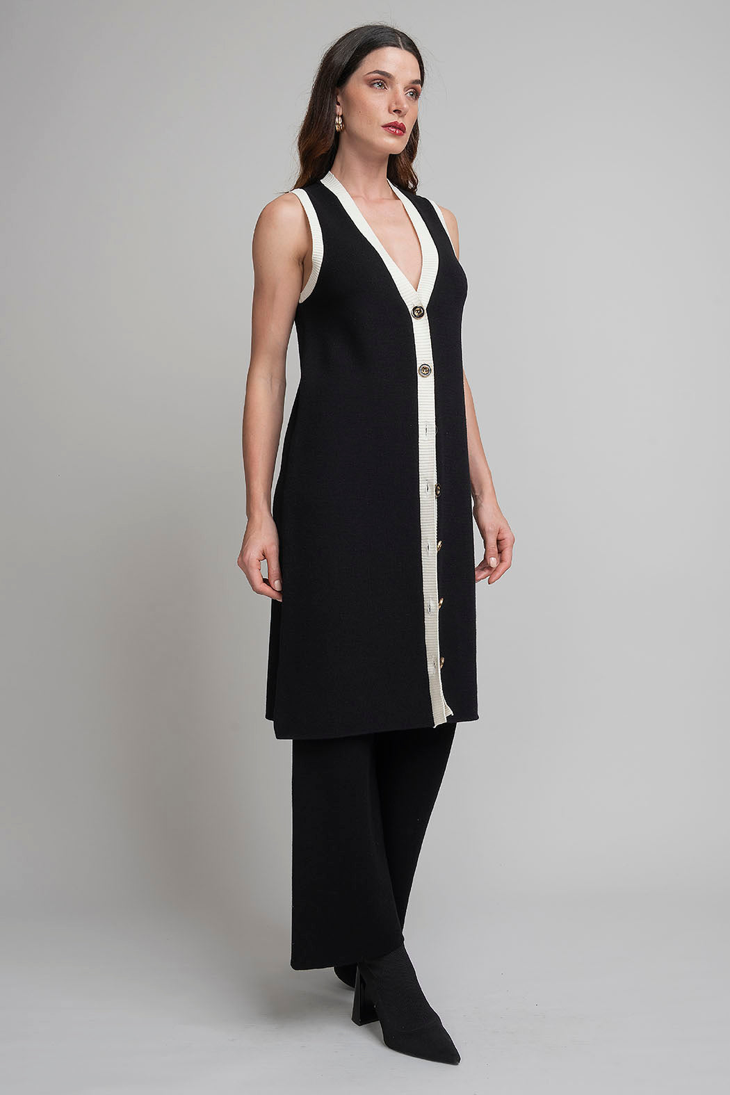 Maxi Chaleco Con Botones Alfrente