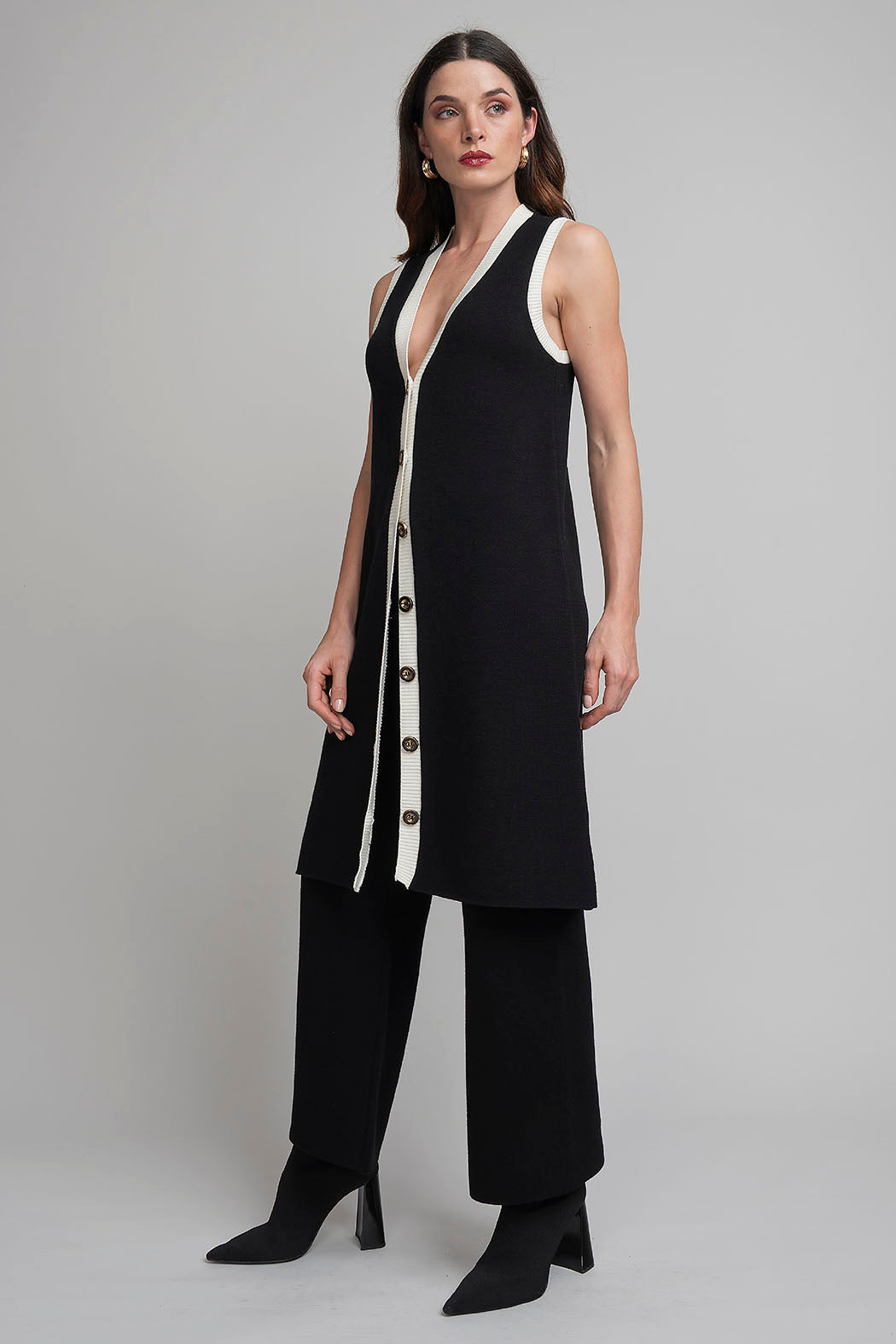 Maxi Chaleco Con Botones Alfrente