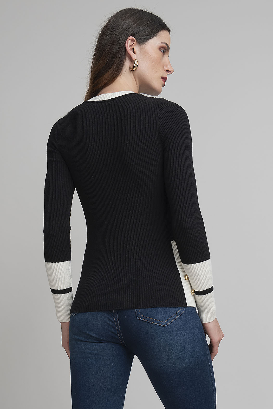 Sueter De Punto Con Botones En Costado