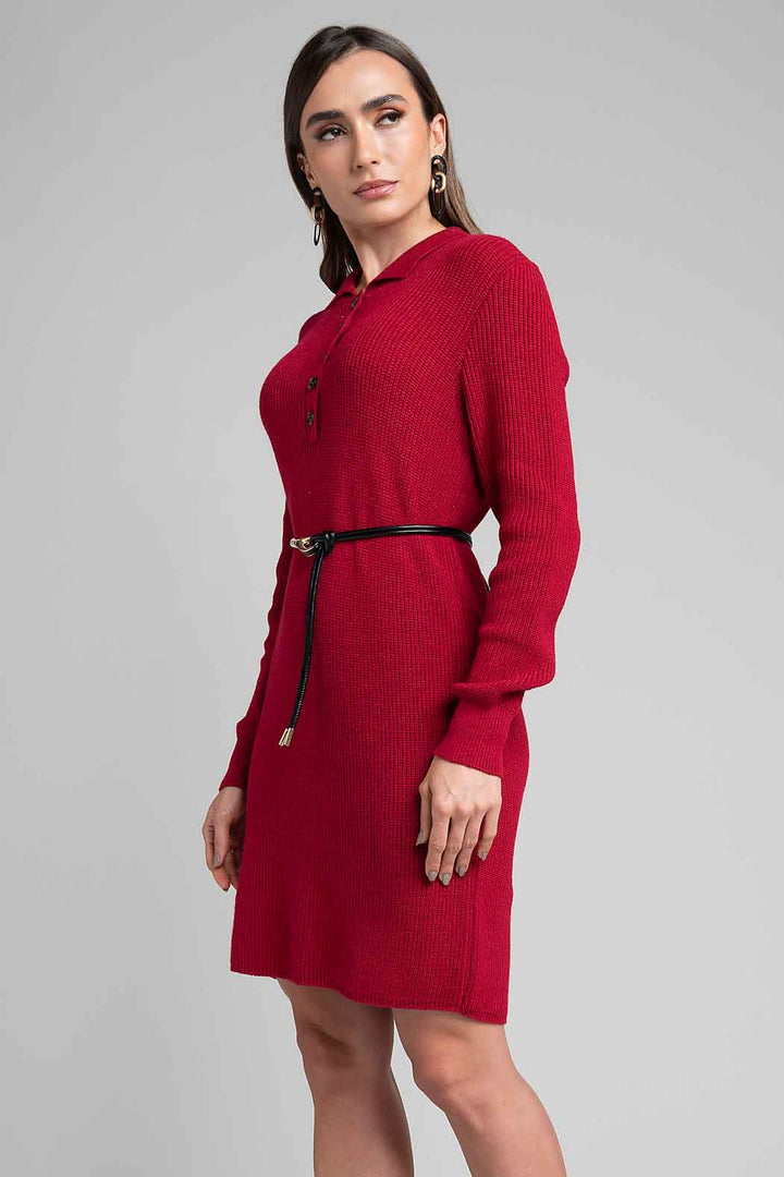 Vestido De Punto Con Cinturon