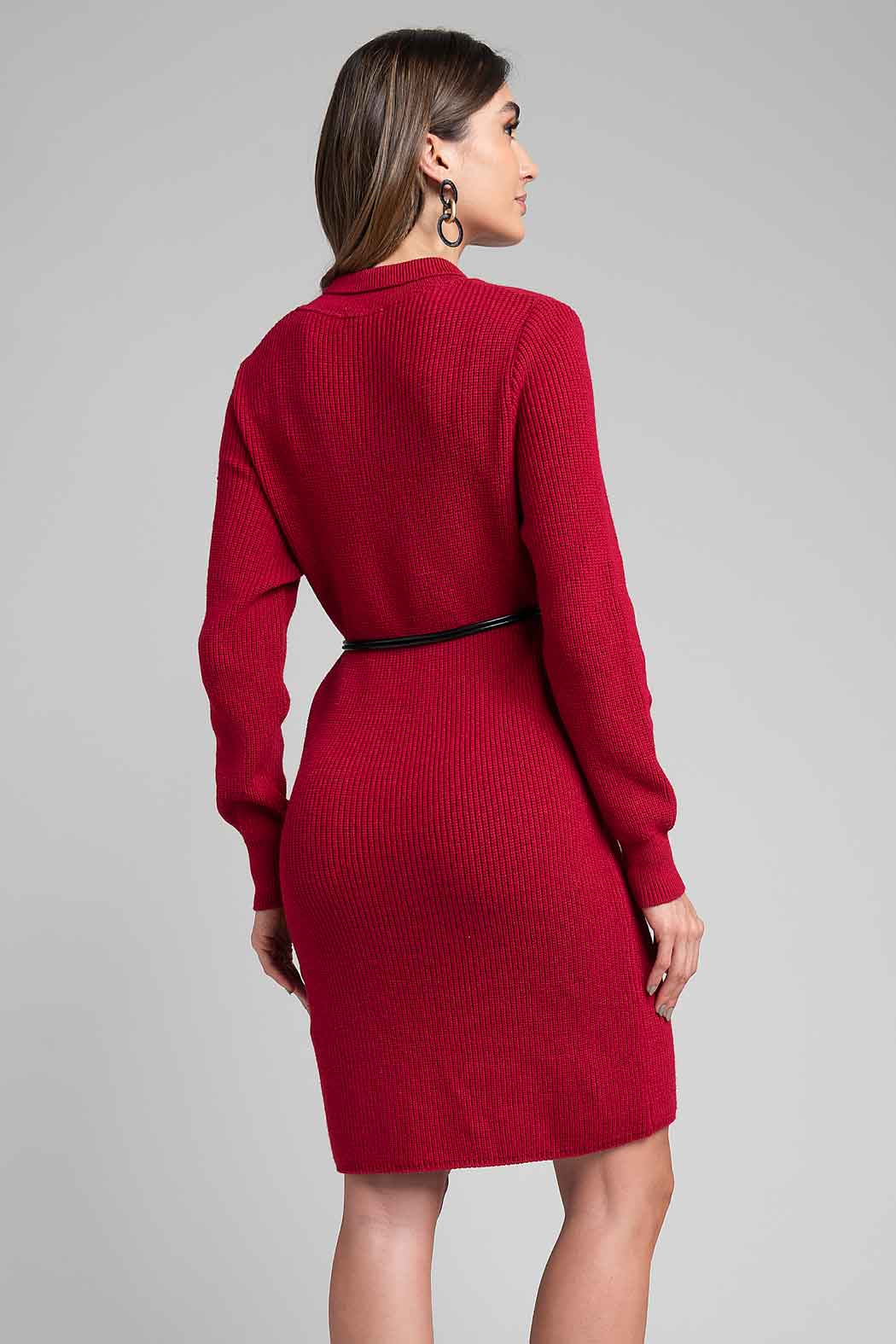 Vestido De Punto Con Cinturon