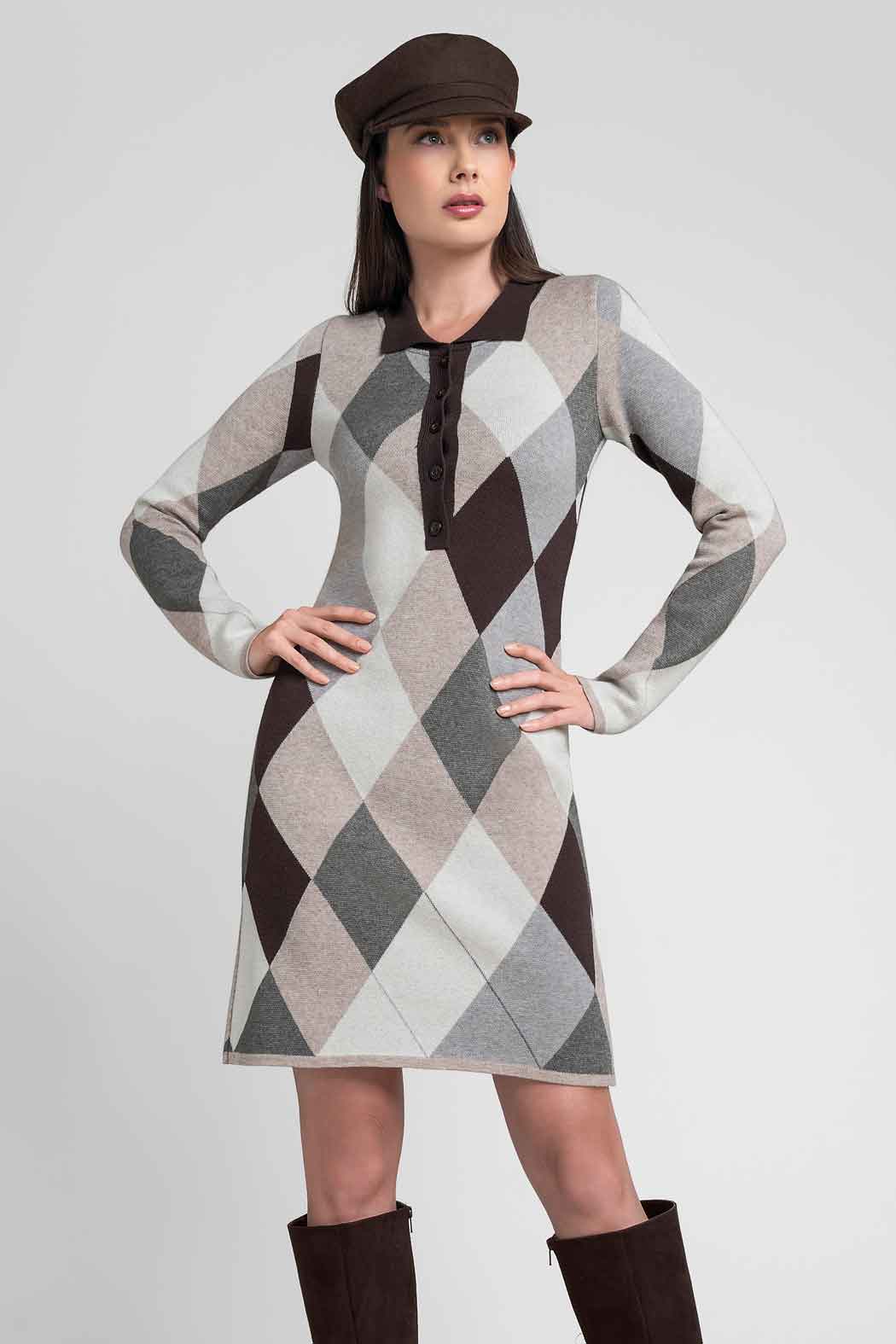 Vestido De Punto Con Estampado Geometrico