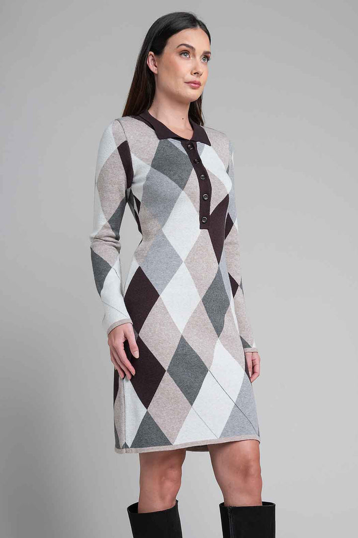 Vestido De Punto Con Estampado Geometrico
