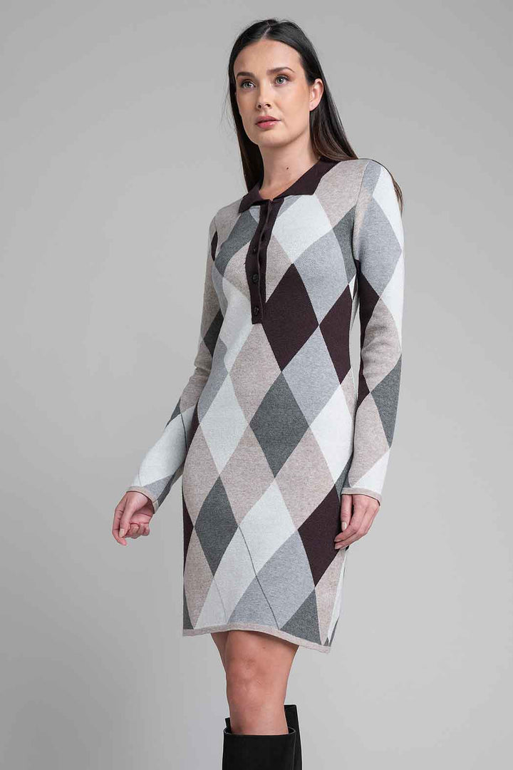 Vestido De Punto Con Estampado Geometrico