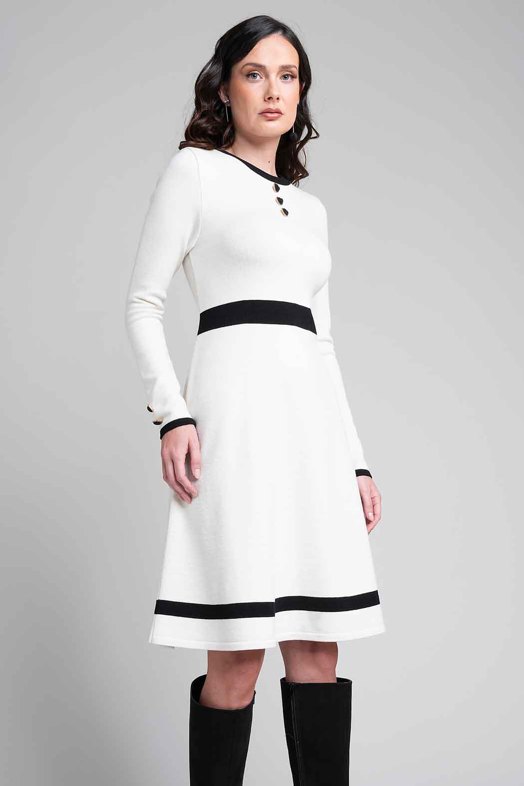 Vestido De Punto Con Manga Larga