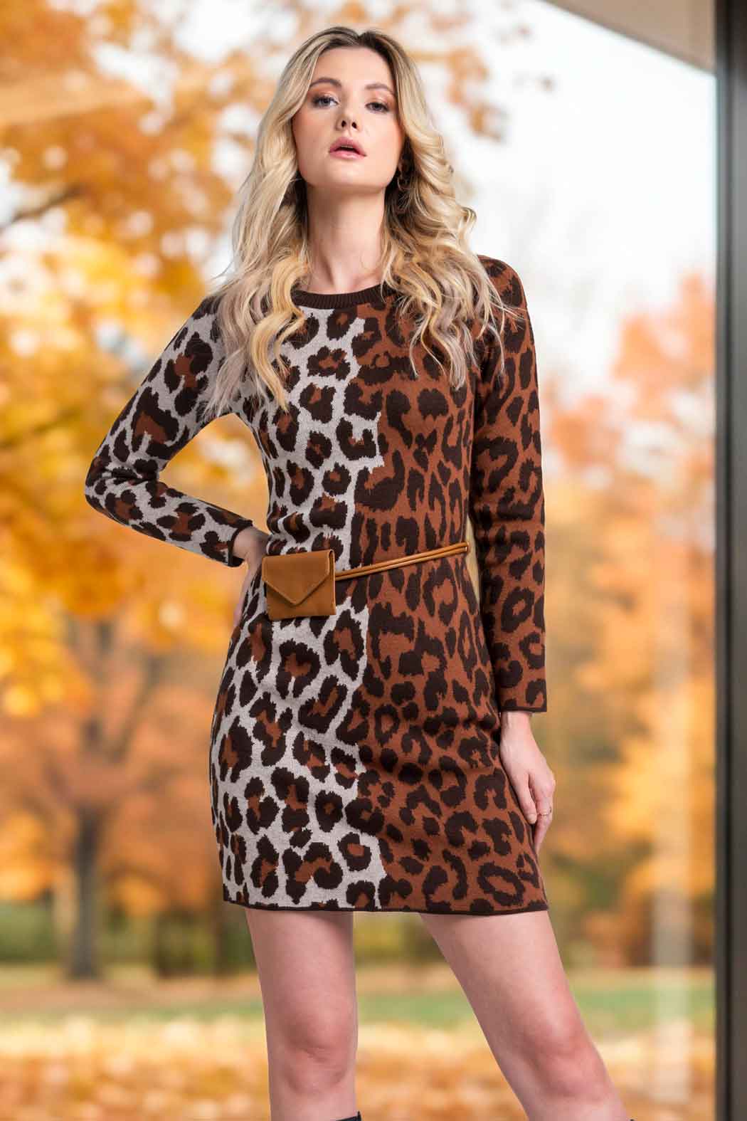 Vestido De Punto Con Estampado De Animal Print