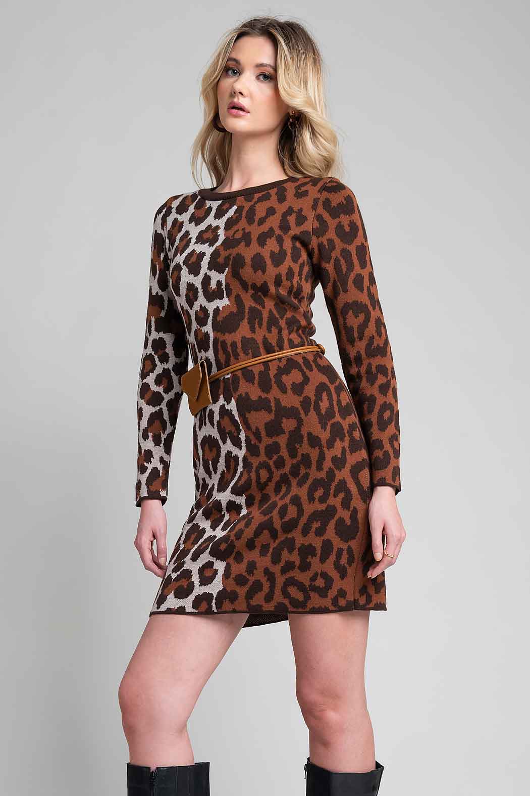 Vestido De Punto Con Estampado De Animal Print