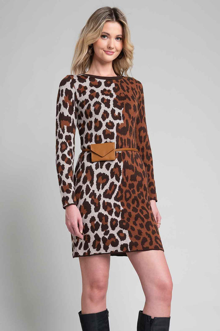 Vestido De Punto Con Estampado De Animal Print