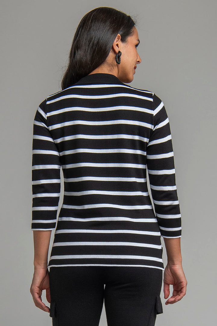 Blusa De Rayas Con Manga 3/4